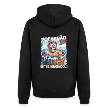 Eisbaden Winterbaden Lustig - Unisex Premium Bio Zip Hoodie - Schwarz - Hinten - Nico (187cm)