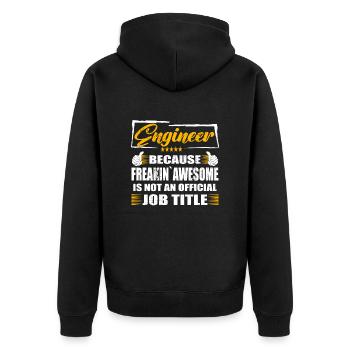 Engineer Freakin Awesome Funny Job - Unisex Premium Bio Zip Hoodie - Schwarz - Hinten - Nico (187cm)
