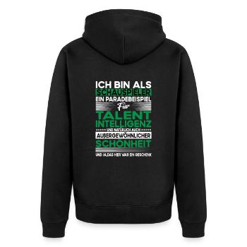 Schauspieler Bescheiden - Lustiger Spruch - Unisex Premium Bio Zip Hoodie - Schwarz - Hinten - Nico (187cm)