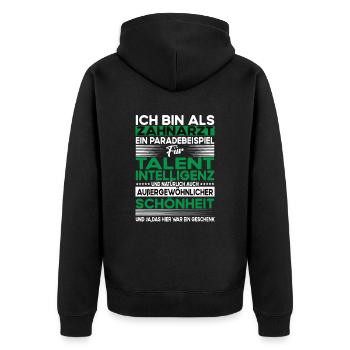 Zahnarzt Bescheiden - Lustiger Spruch - Unisex Premium Bio Zip Hoodie - Schwarz - Hinten - Nico (187cm)