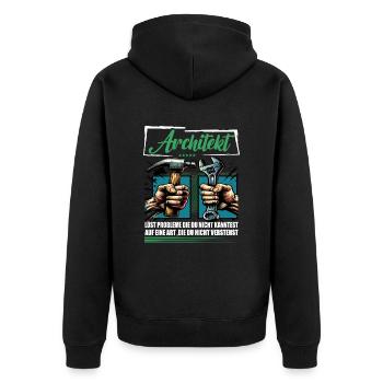 Architekt Beruf mit lustigen Spruch - Unisex Premium Bio Zip Hoodie - Schwarz - Hinten - Nico (187cm)