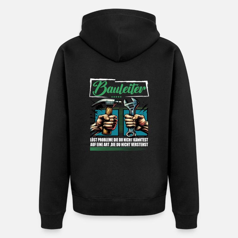 Bauleiter Beruf mit lustigen Spruch - Unisex Premium Bio Zip Hoodie - Schwarz