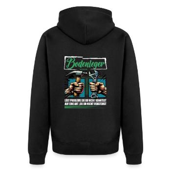Bodenleger Beruf mit lustigen Spruch - Unisex Premium Bio Zip Hoodie - Schwarz - Hinten - Nico (187cm)