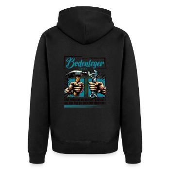 Bodenleger Beruf mit lustigen Spruch - Unisex Premium Bio Zip Hoodie - Schwarz - Hinten - Nico (187cm)