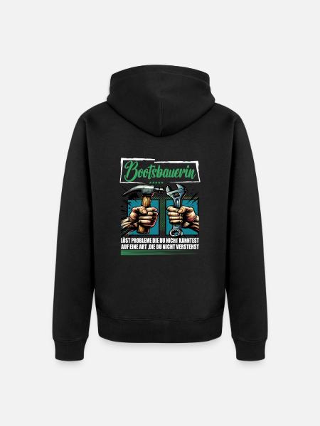 Bootsbauerin Beruf mit lustigen Spruch - Unisex Premium Bio Zip Hoodie - Schwarz