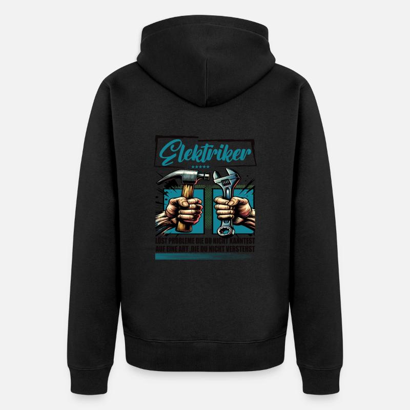 Elektriker Beruf mit lustigen Spruch - Unisex Premium Bio Zip Hoodie - Schwarz