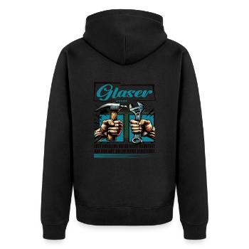 Glaser Beruf mit lustigen Spruch - Unisex Premium Bio Zip Hoodie - Schwarz - Hinten - Nico (187cm)