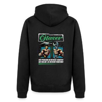 Glaser Beruf mit lustigen Spruch - Unisex Premium Bio Zip Hoodie - Schwarz - Hinten - Nico (187cm)