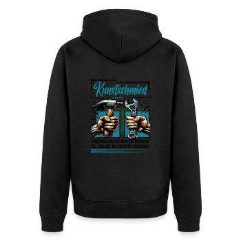Kunstschmied Beruf mit lustigen Spruch - Unisex Premium Bio Zip Hoodie - Schwarz - Hinten - Nico (187cm)
