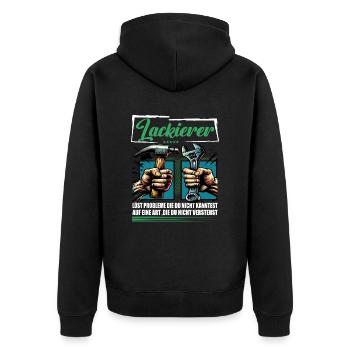 Lackierer Beruf mit lustigen Spruch - Unisex Premium Bio Zip Hoodie - Schwarz - Hinten - Nico (187cm)
