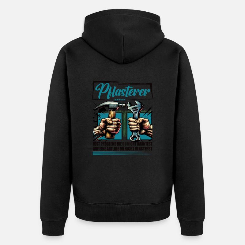 Pflasterer Beruf mit lustigen Spruch - Unisex Premium Bio Zip Hoodie - Schwarz