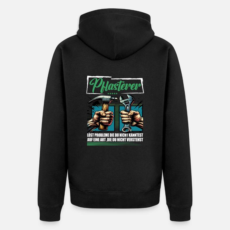 Pflasterer Beruf mit lustigen Spruch - Unisex Premium Bio Zip Hoodie - Schwarz