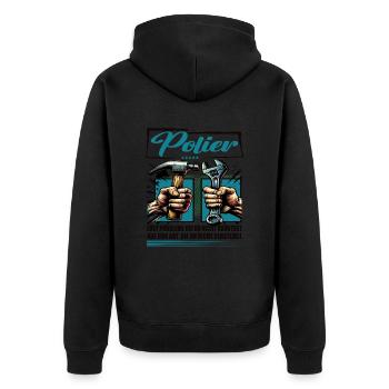 Polier Beruf mit lustigen Spruch - Unisex Premium Bio Zip Hoodie - Schwarz - Hinten - Nico (187cm)