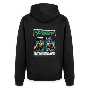 Polier Beruf mit lustigen Spruch - Unisex Premium Bio Zip Hoodie - Schwarz - Hinten - Nico (187cm)