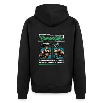 Raumausstatter Beruf mit lustigen Spruch - Unisex Premium Bio Zip Hoodie - Schwarz - Hinten - Nico (187cm)