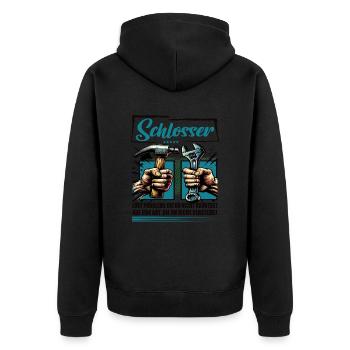 Schlosser Beruf mit lustigen Spruch - Unisex Premium Bio Zip Hoodie - Schwarz - Hinten - Nico (187cm)