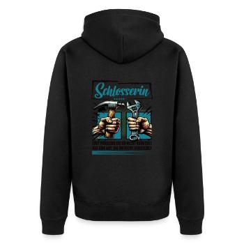 Schlosserin Beruf mit lustigen Spruch - Unisex Premium Bio Zip Hoodie - Schwarz - Hinten - Nico (187cm)