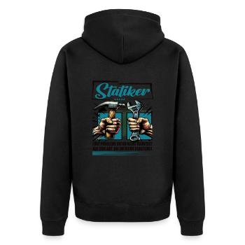 Statiker Beruf mit lustigen Spruch - Unisex Premium Bio Zip Hoodie - Schwarz - Hinten - Nico (187cm)