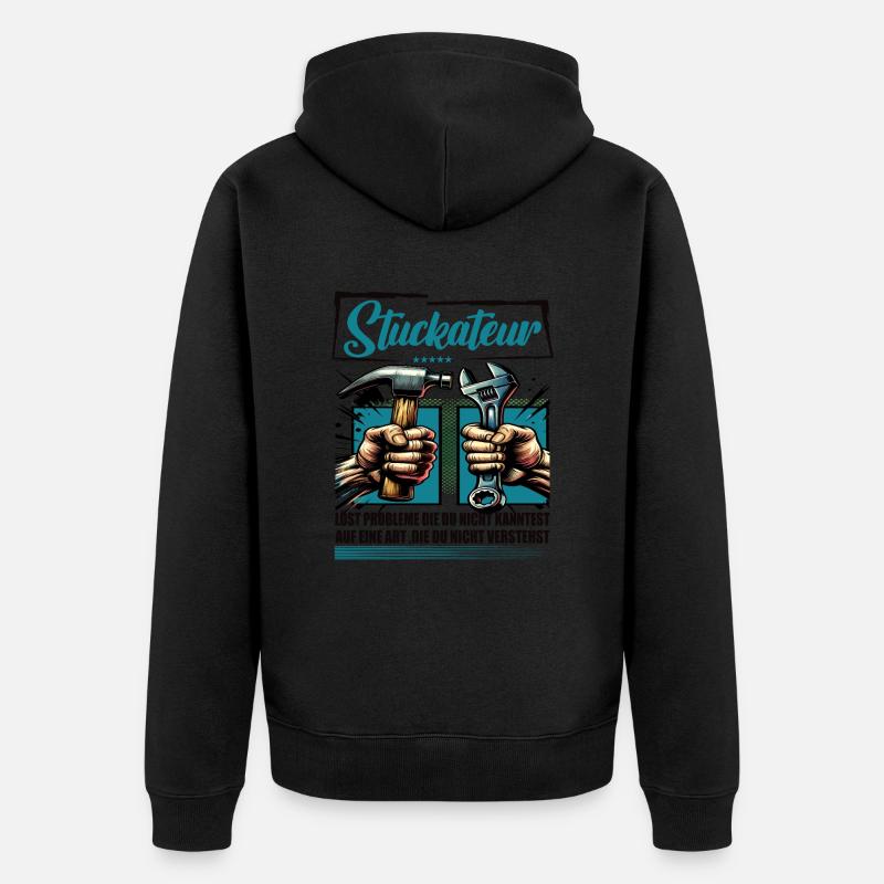 Stuckateur Beruf mit lustigen Spruch - Unisex Premium Bio Zip Hoodie - Schwarz