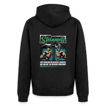Steinmetz Beruf mit lustigen Spruch - Unisex Premium Bio Zip Hoodie - Schwarz - Hinten - Nico (187cm)