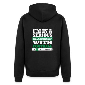 Football My serious relationship funny - Unisex Premium Bio Zip Hoodie - Schwarz - Hinten - Nico (187cm)