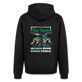 Home inspector Profession Saying Worker - Unisex Premium Organic Zip Hoodie - black - Back - Nico (187cm)