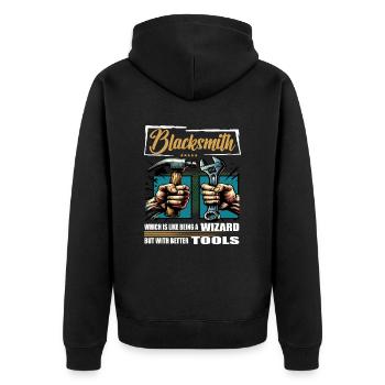 Blacksmith Profession Saying Worker - Unisex Premium Organic Zip Hoodie - black - Back - Nico (187cm)