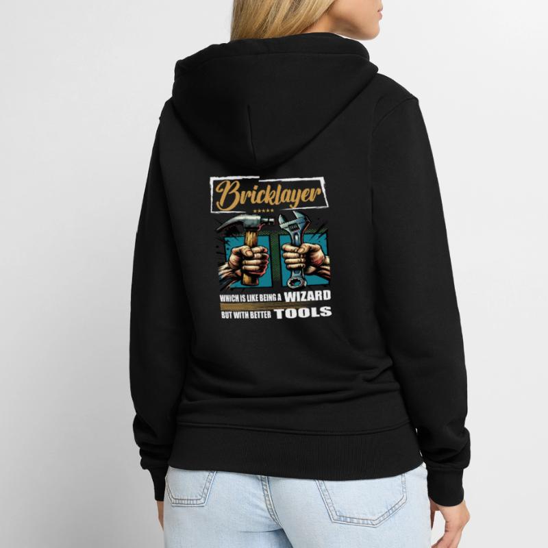 Bricklayer Beruf Spruch Arbeiter Unisex Premium Bio Zip Hoodie