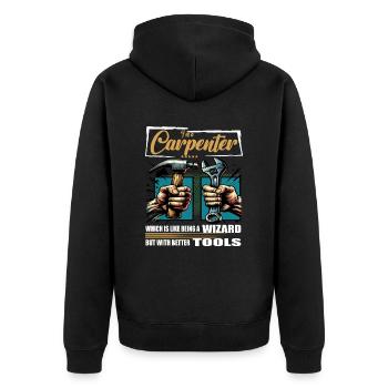 Carpenter Profession Saying Worker - Unisex Premium Organic Zip Hoodie - black - Back - Nico (187cm)