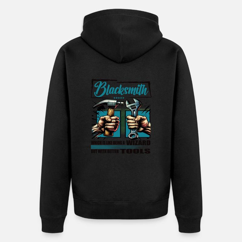 Blacksmith Beruf Spruch Arbeiter - Unisex Premium Bio Zip Hoodie - Schwarz