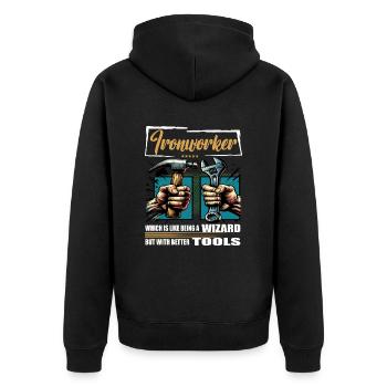 Ironworker Profession Saying Worker - Unisex Premium Organic Zip Hoodie - black - Back - Nico (187cm)