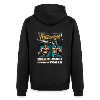 Millwright Profession Saying Worker - Unisex Premium Organic Zip Hoodie - black - Back - Nico (187cm)