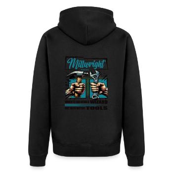 Millwright Profession Saying Worker - Unisex Premium Organic Zip Hoodie - black - Back - Nico (187cm)