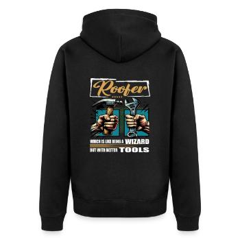Roofer Profession Saying Worker - Unisex Premium Organic Zip Hoodie - black - Back - Nico (187cm)