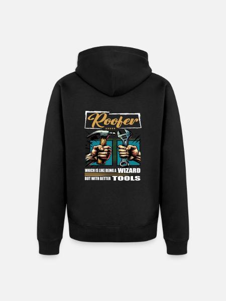 Roofer Profession Saying Worker - Unisex Premium Organic Zip Hoodie - black