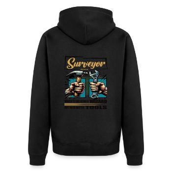 Surveyor Profession Saying Worker - Unisex Premium Organic Zip Hoodie - black - Back - Nico (187cm)