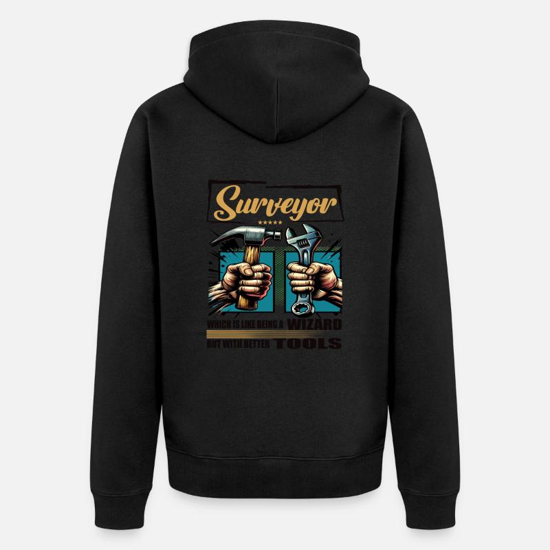 Surveyor Beruf Spruch Arbeiter - Unisex Premium Bio Zip Hoodie - Schwarz