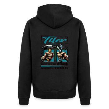 Tiler Profession Saying Worker - Unisex Premium Organic Zip Hoodie - black - Back - Nico (187cm)