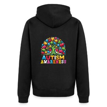 Autism Awareness puzzles piece - Unisex Premium Bio Zip Hoodie - Schwarz - Hinten - Nico (187cm)