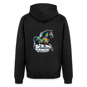 Autism Awareness puzzles piece - Unisex Premium Bio Zip Hoodie - Schwarz - Hinten - Nico (187cm)