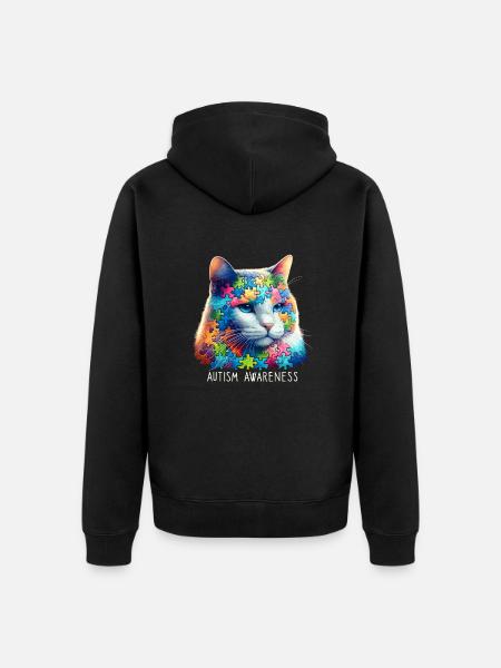 Autism Awareness puzzles piece - Unisex Premium Organic Zip Hoodie - black