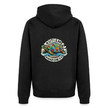 Autism Awareness puzzles piece - Unisex Premium Bio Zip Hoodie - Schwarz - Hinten - Nico (187cm)