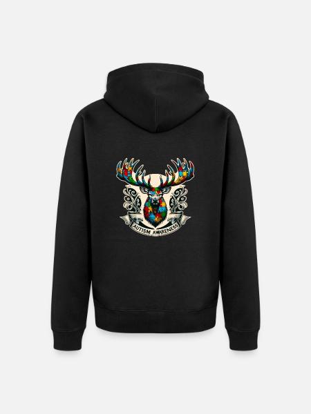 Autism Awareness puzzles piece - Unisex Premium Organic Zip Hoodie - black