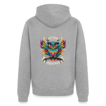 Autism Awareness puzzles piece - Unisex Premium Organic Zip Hoodie - heather grey - Back - Nico (187cm)