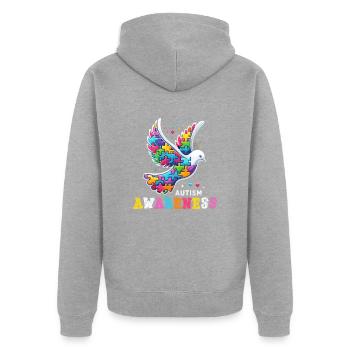 Autism Awareness puzzles piece - Unisex Premium Bio Zip Hoodie - Grau meliert - Hinten - Nico (187cm)