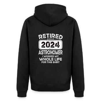 Retired Astronomer 2024 - Unisex Premium Organic Zip Hoodie - black - Back - Nico (187cm)