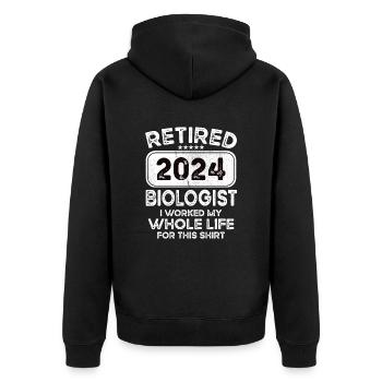 Retired Biologist 2024 - Unisex Premium Organic Zip Hoodie - black - Back - Nico (187cm)