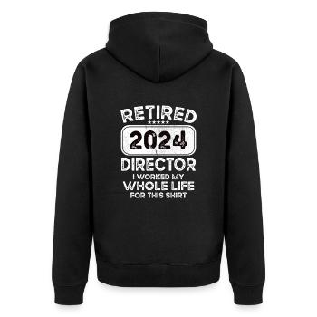 Retired Director 2024 - Unisex Premium Bio Zip Hoodie - Schwarz - Hinten - Nico (187cm)