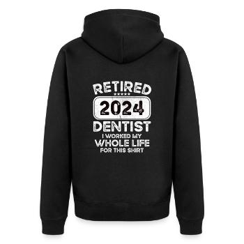 Dentiste retraité 2024 - Veste à capuche bio Premium Unisexe - noir - Dos - Nico (187cm)