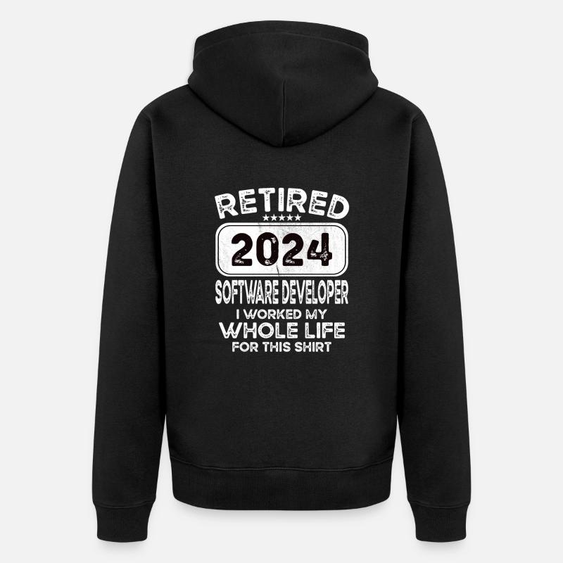 Retired Software developer 2024 - Unisex Premium Organic Zip Hoodie - black